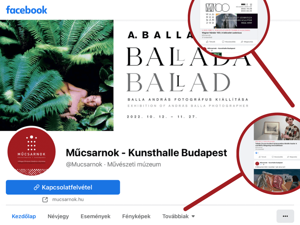 A Műcsarnok Facebook oldala